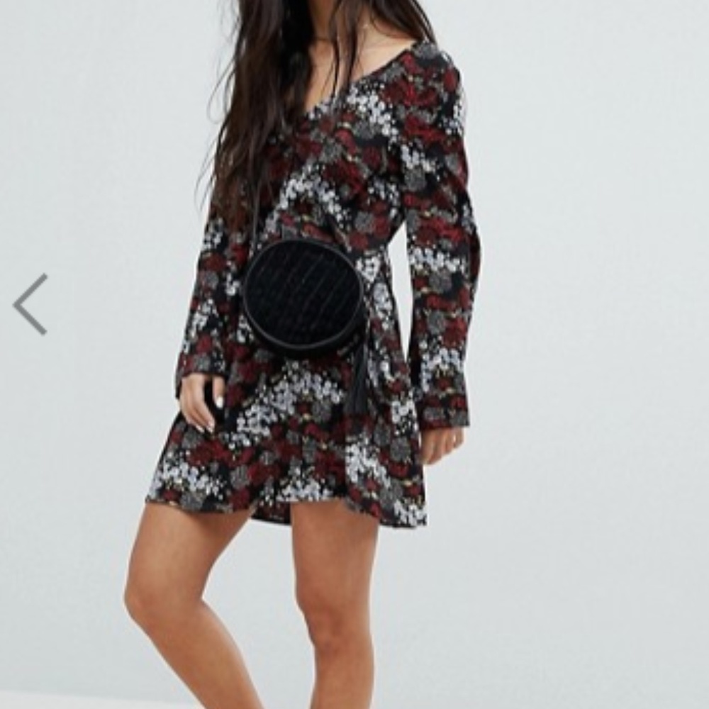 Glamorous Petite Long Sleeve Tea Dress With Button